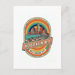 Hoboken NJ – “Mile Square City” Retro 1950s Postcard
