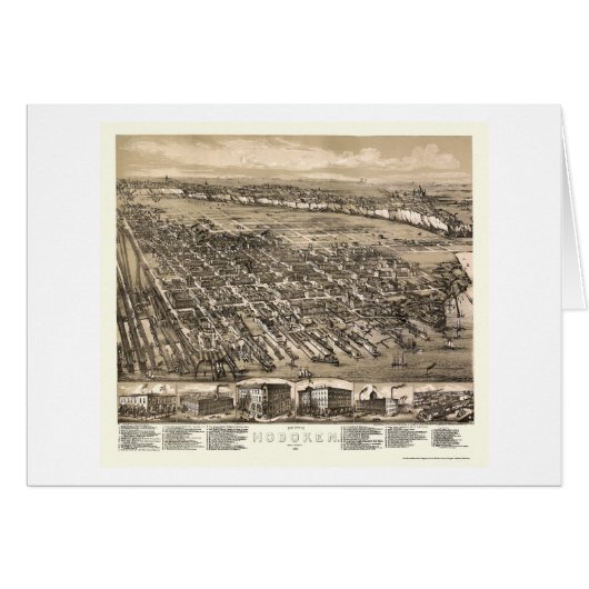 Hoboken, NJ Panoramic Map - 1881 Cards (Front Horizontal)