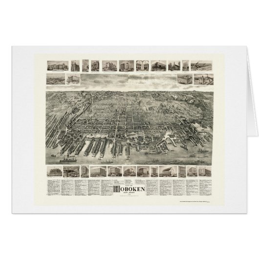 Hoboken, NJ Panoramic Map - 1904 Cards (Front Horizontal)