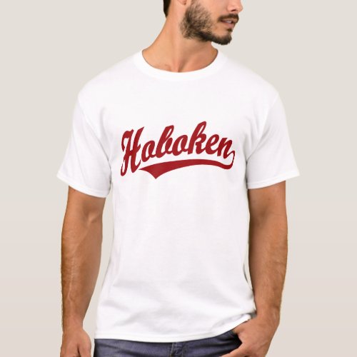 Hoboken script logo in red T_Shirt