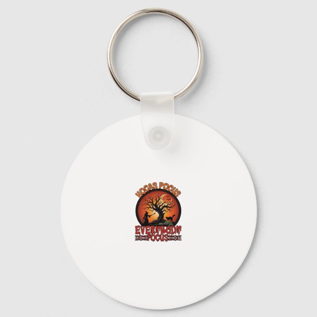 Hocas Pocus Everybody Focus Spooky Tree Witch Cat Keychain (Front)