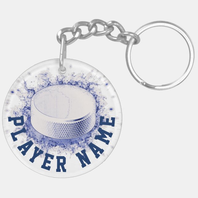 Hockeky Puck, Ice Hockey Key Chain (Back Left)