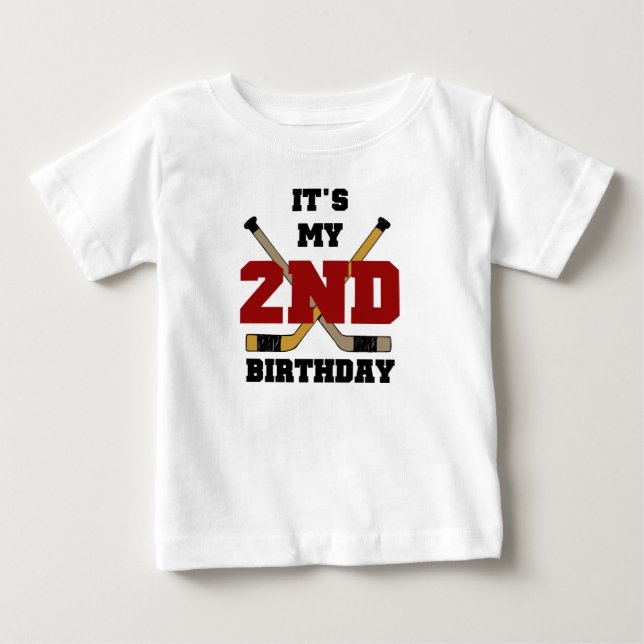 Hockey 2nd Birthday Baby T-Shirt (Front)