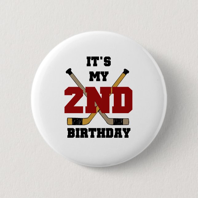 Hockey 2nd Birthday Pinback Button (Front)