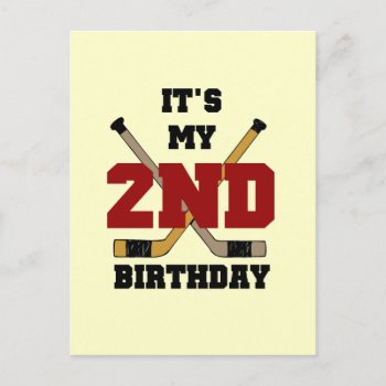 Hockey 2nd Birthday T Shirts And Gifts Postcard by kids_birthdays at Zazzle