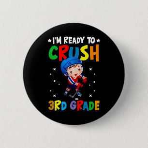 Hockey 3rd Grade Back To School Boys Kids Girls Te Button