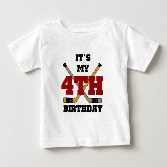 Hockey 4th Birthday Tshirts and Gifts (Front)