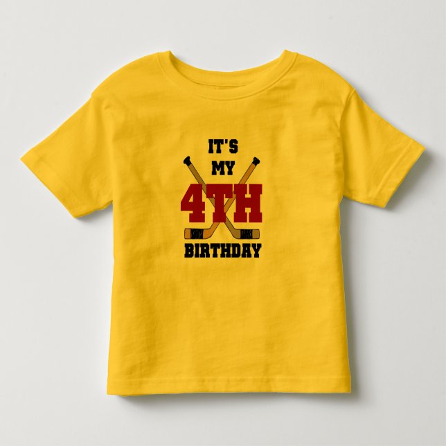 Hockey 4th Birthday Tshirts and Gifts (Front)