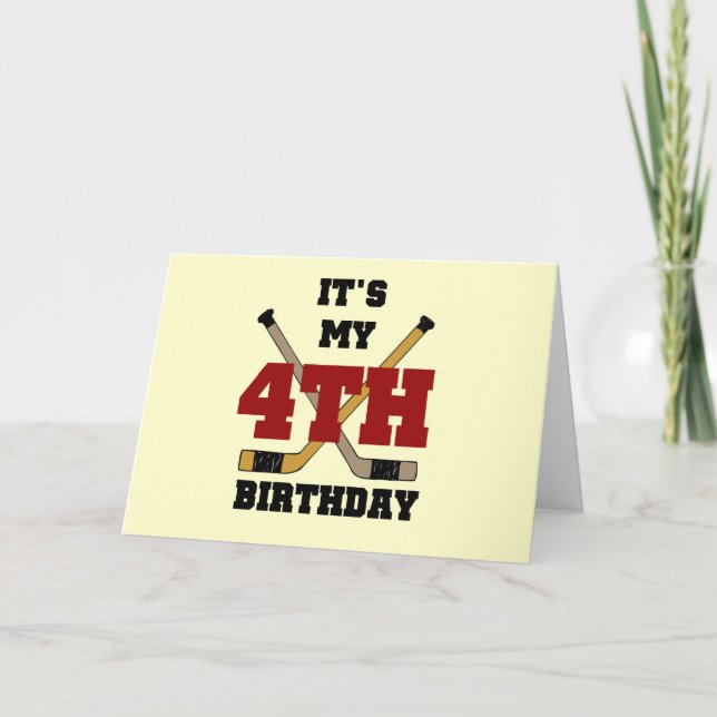 Hockey 4th Birthday Tshirts and Gifts Card (Front)