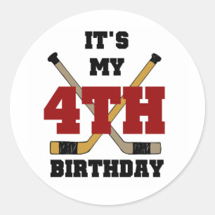 Hockey 4th Birthday Tshirts and Gifts Classic Round Sticker
