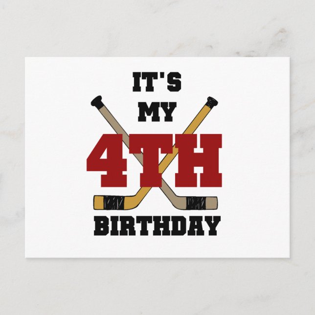 Hockey 4th Birthday Tshirts and Gifts Postcard (Front)