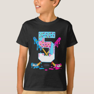 Hockey 5 Years Old Ice Cream Drip 5th Birthday Kid T-Shirt