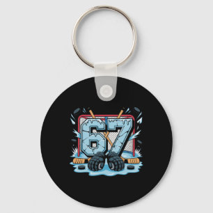 Hockey 67 Drip Ice Rink Gloves Meme Six Seven Spor Keychain