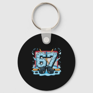 Hockey 67 Drip Ice Rink Gloves Meme Six Seven Srts Keychain