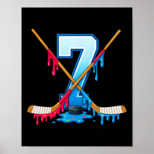 Hockey 7 Year Old Ice Cream Drip Youth 7th Birthda Poster