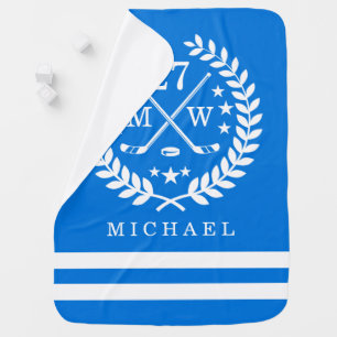 Hockey ALL-STAR Custom Name Blue Swaddle Blanket