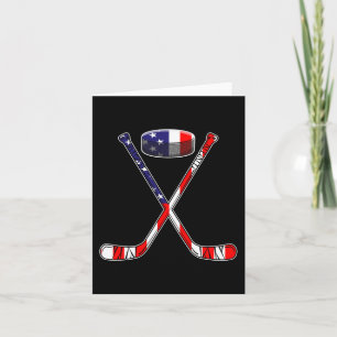 Hockey American Flag 4th Of July Fun Men Boys Kids Card