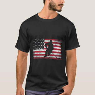 Hockey American Flag 4th of July Patriotic USA Dad T-Shirt