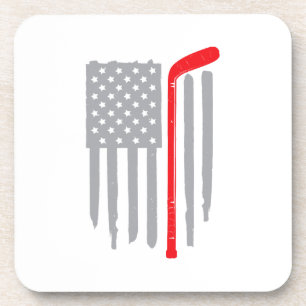 Hockey american flag beverage coaster