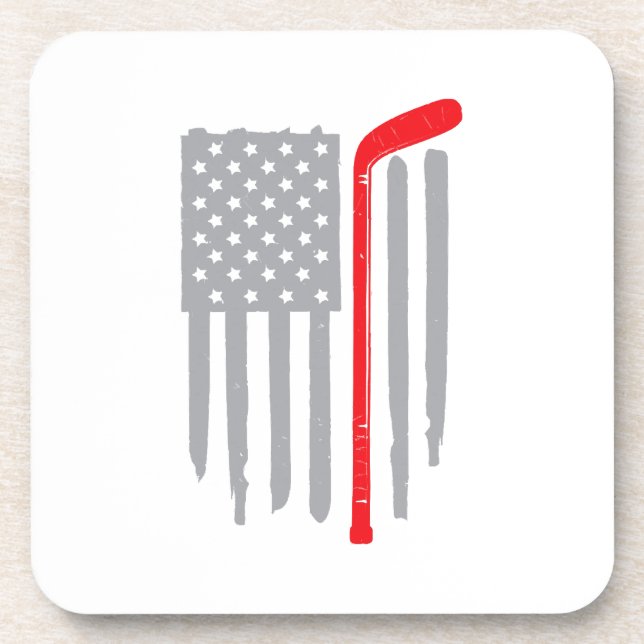 Hockey american flag beverage coaster (Front)