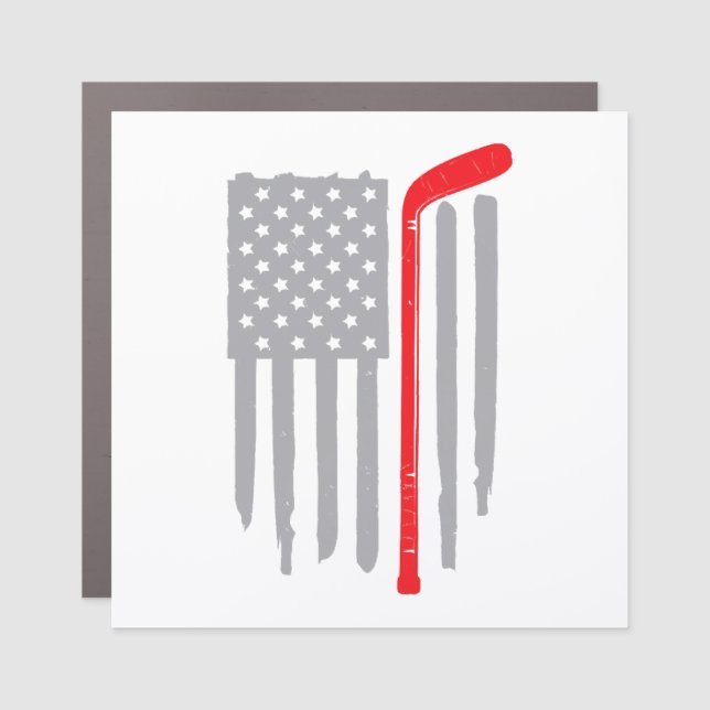 Hockey american flag car magnet (Front)