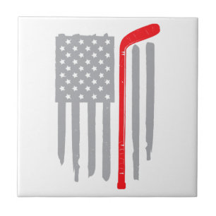 Hockey american flag ceramic tile