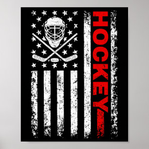 Hockey American Flag Cool Ice Hockey Player Men Wo Poster