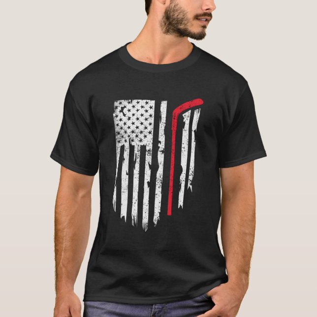 Hockey American Flag Hockey For Men Women Kids Ame T-Shirt (Front)