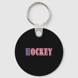 Hockey American Flag - Hockey Keychain