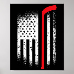 Hockey American Flag Hockey Patriotic Poster