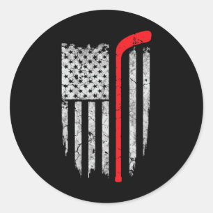 Hockey American Flag  Hockey Tee  Ice Hockey Playe Classic Round Sticker