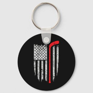 Hockey American Flag Hockey Tee Ice Hockey Playe Keychain