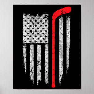 Hockey American Flag  Hockey Tee  Ice Hockey Playe Poster