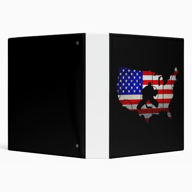 hockey american flag  ice hockey 3 ring binder (Background)