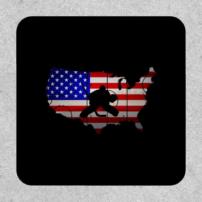 hockey american flag  ice hockey patch (Front)