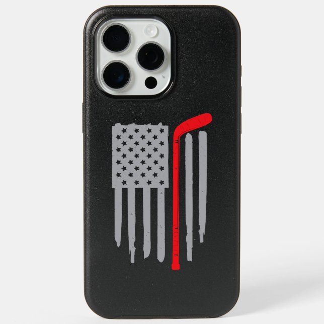 Hockey american flag iPhone 15 pro max case (Back)