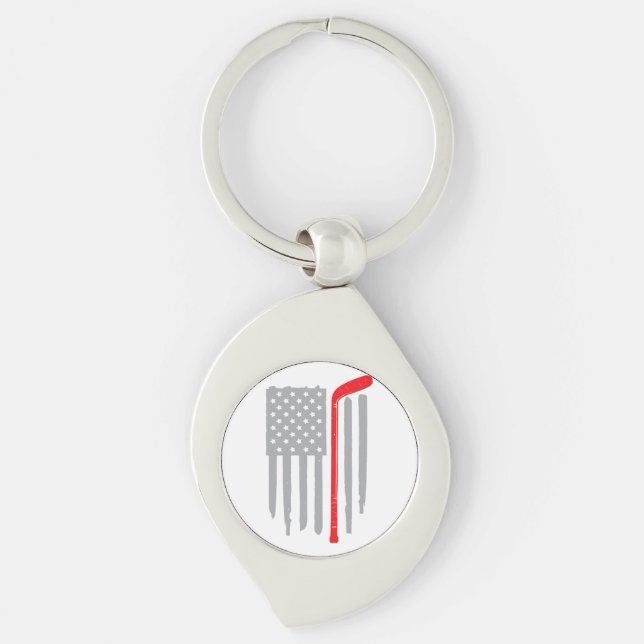 Hockey american flag keychain (Front)