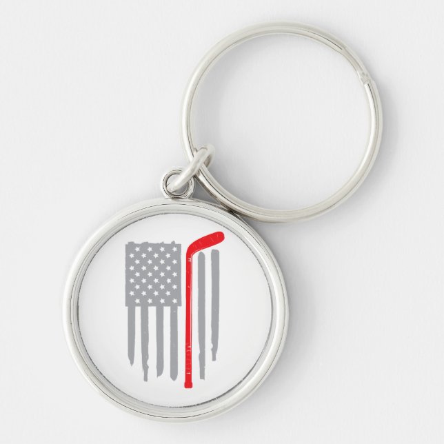 Hockey american flag keychain (Front)