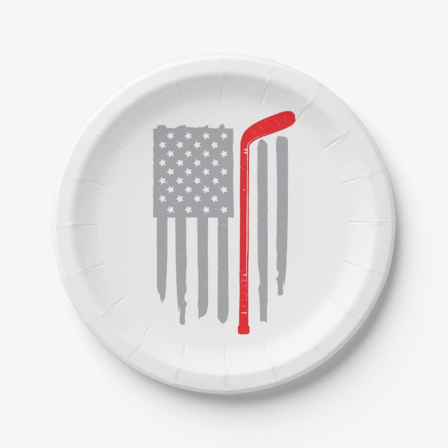 Hockey american flag paper plates (Front)