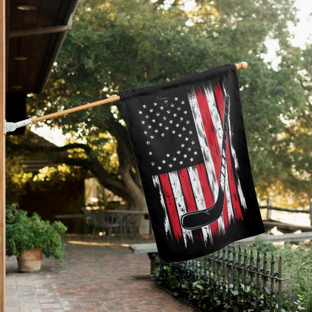Hockey American Flag Sports Retro Vintage (In SItu)