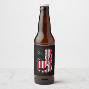 Hockey American Flag Sports Retro Vintage Beer Bottle Label