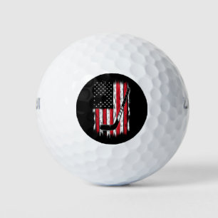 Hockey American Flag Sports Retro Vintage Golf Balls