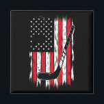 Hockey American Flag Sports Retro Vintage Magnet<br><div class="desc">Hockey American Flag Sports Retro Vintage</div>