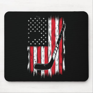 Hockey American Flag Sports Retro Vintage Mouse Pad