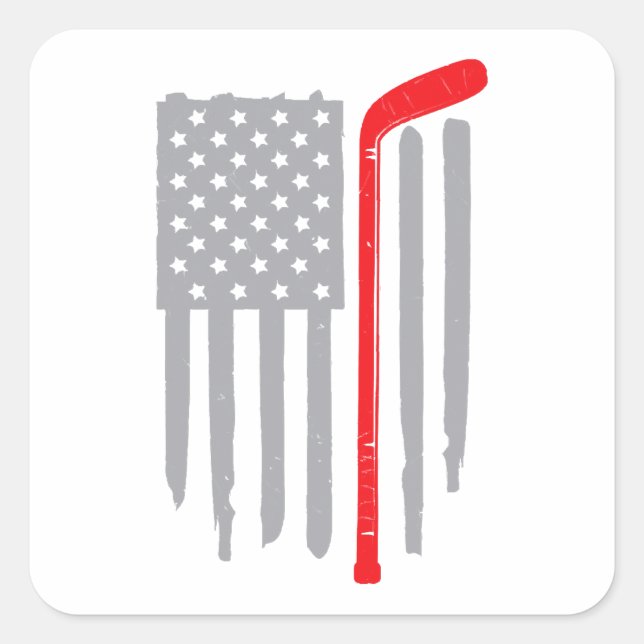 Hockey american flag square sticker (Front)