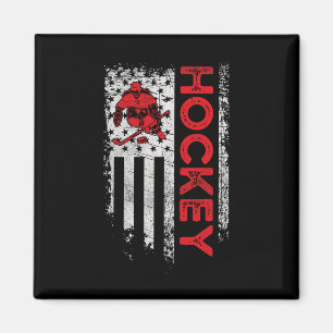 Hockey American Flag USA Patriotic hockey player Magnet