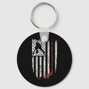 Hockey American USA Flag Hockey Tee Keychain