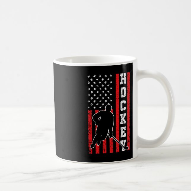 Hockey American USA Flag Men Boys 4th of July Hock Coffee Mug (Right)
