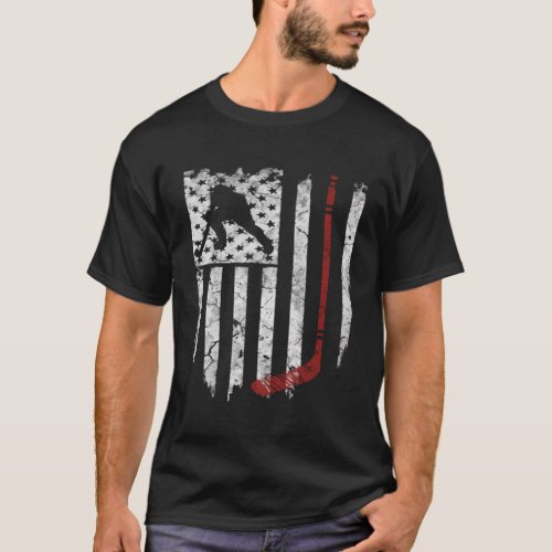 Hockey American Usa Flag Mens T_Shirt
