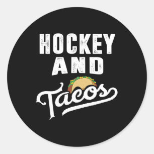 Hockey and Tacos Dad Boys Kids Ice Player Taco Gif Classic Round Sticker